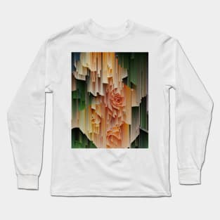 Glitched Orange Roses Long Sleeve T-Shirt